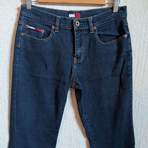 Vintage Y2K Tommy Jeans Dark Wash Boot Cut Pocketless Low Rise Size 9 - Picture 4 of 8